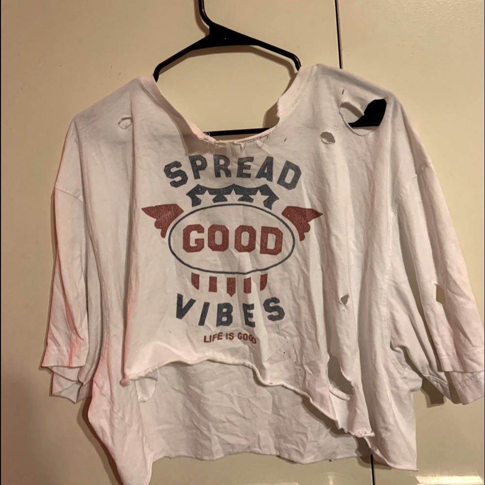 cut up ripped hippie t shirt